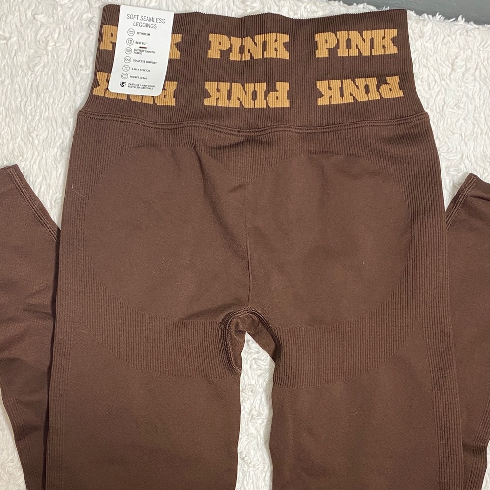 PINK Victoria's Secret Chocolate Brown Leggings NWT - Picture 4 of 5